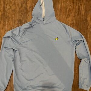 Masters Peter Millar Light Blue Striped Hooded Pullover